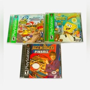 Vintage 90’s PlayStation 1 Video Game Trio SpongeBob, Austin Powers, Rocket Pwr